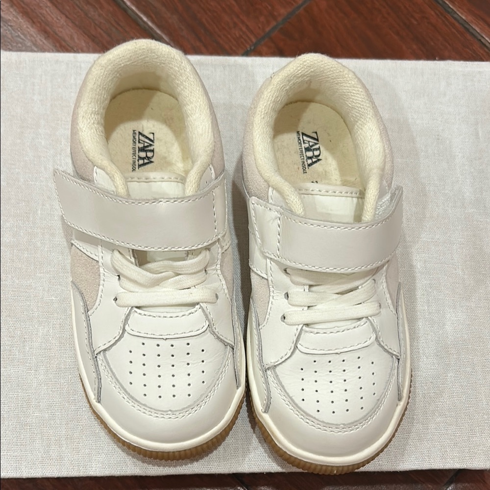 Zara White Cream Sneakers with Velcro Straps